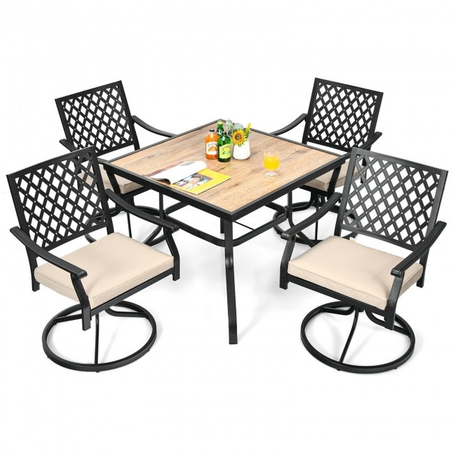 5-Piece Outdoor Patio Dining Set With Soft Cushions