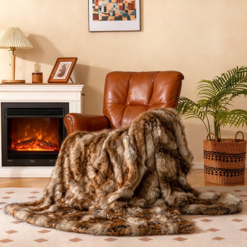 Faux Raccoon Fur Blanket for Bed