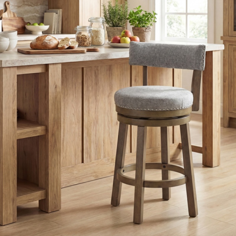 27/31 Inch Swivel Bar Stool with Upholstered Back Seat