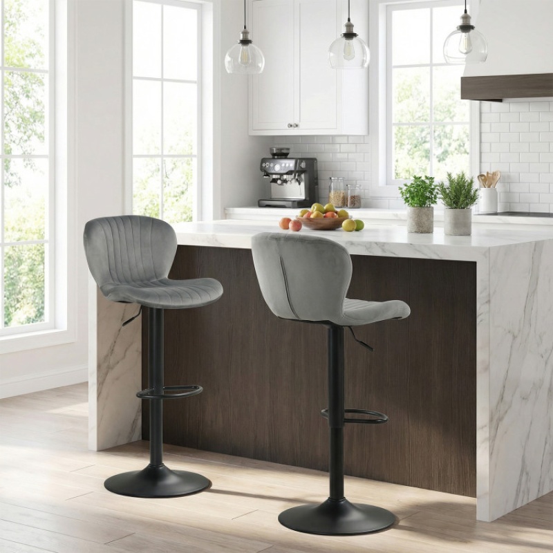 Adjustable Counter Height Chairs Set of 2 with Velvet Backrests