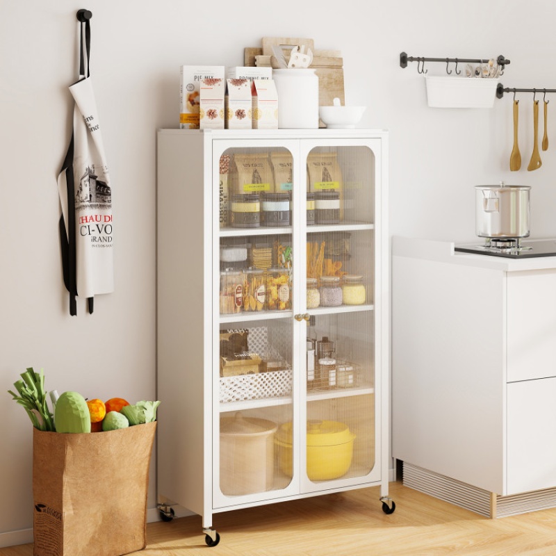 58 Inches Bookcase With Adjustable Shelves And Lockable Wheels - White