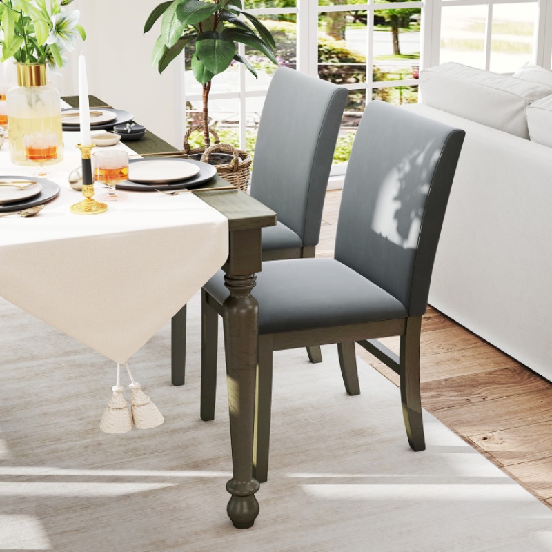 Upholstered Dining Chairs Set of 2 in Gray