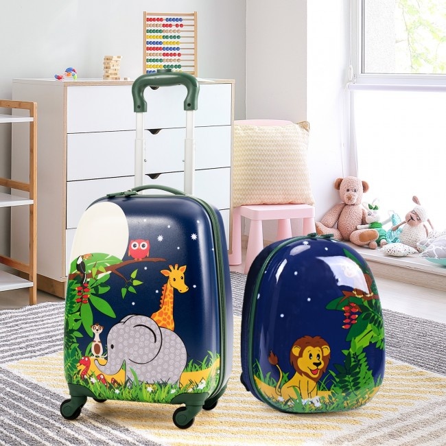 2 Pieces 12 Inch And 16 Inch Kids Carry On Suitcase Rolling Backpack ...