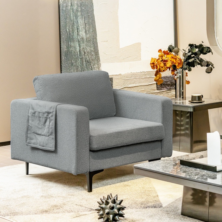 Modern Accent Armchair With Side Storage Pocket