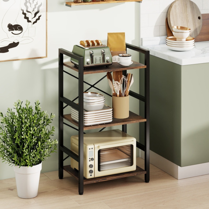 4-Tier Bookshelf With Metal Frame and Wooden Storage Racks