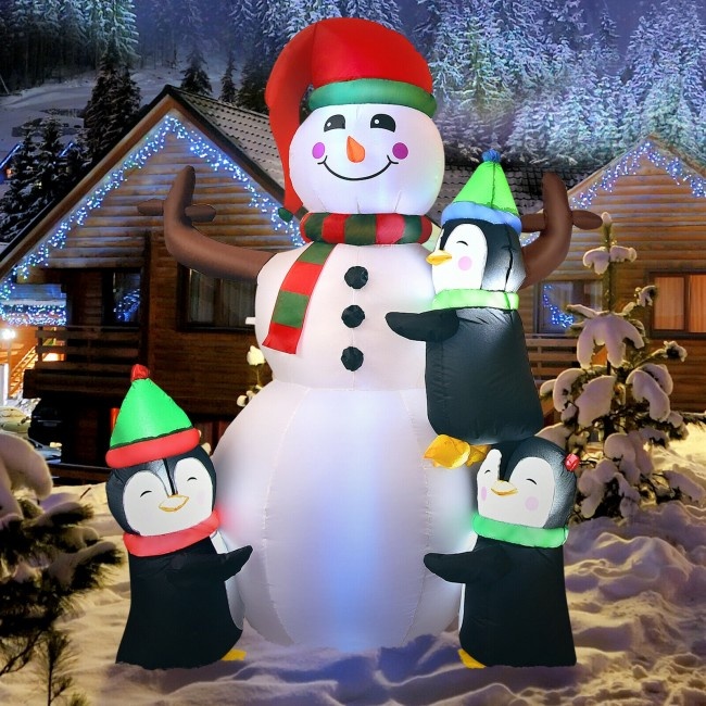 6 Feet Christmas Quick Inflatable Snowman With Penguins