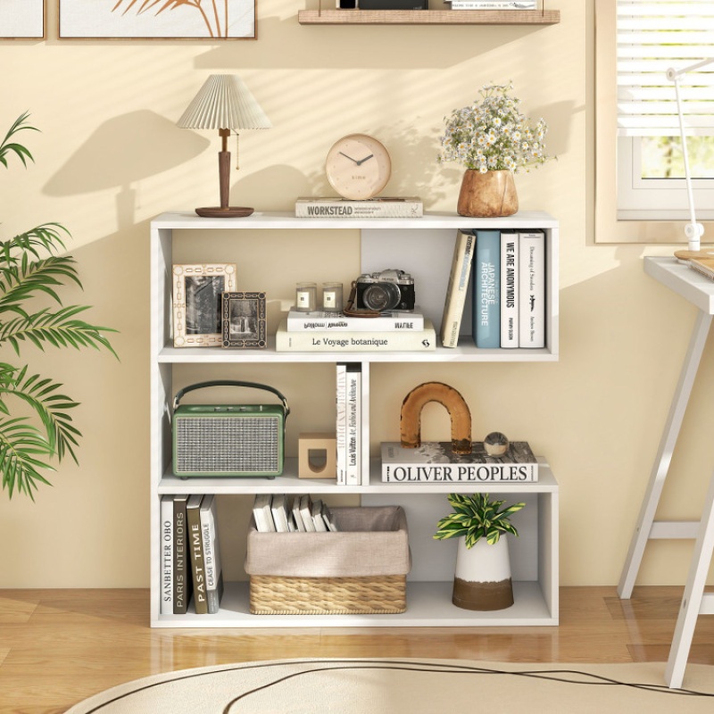Concave Bookshelf with 3 Open Shelves