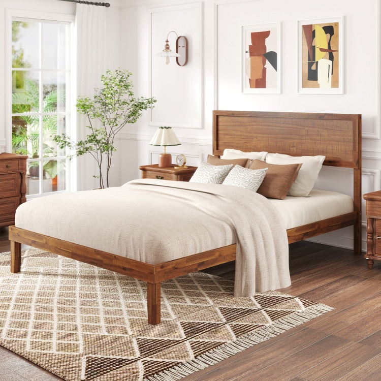 Twin/Full/Queen Size Bed Frame With Headboard And Wooden Slats Support-Full Size