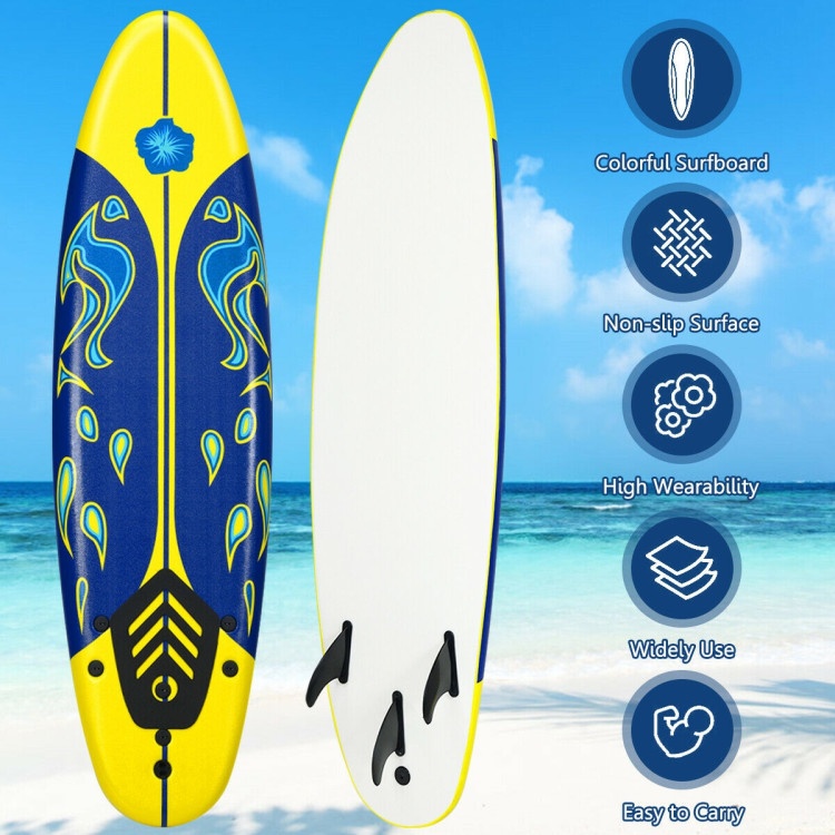 6 Feet Surfboard With 3 Detachable Fins