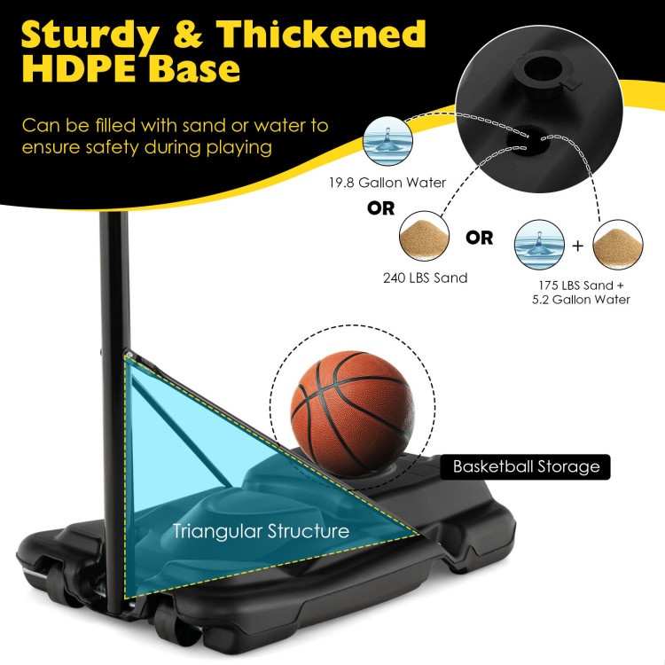 4.25-10 Feet Portable Adjustable Basketball Goal Hoop System