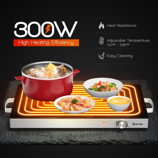 22 X 14 Inch Electric Warming Tray Hot Plate Dish Warmer With Adjustable Temperature