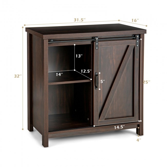 Freestanding Kitchen Buffet Storage Cabinet With Sliding Barn Door   Detail 643a82b868a51657cee4289a70085b40 