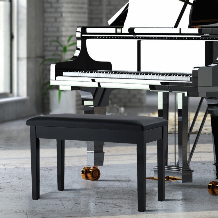 Solid Wood PU Leather Padded Piano Bench