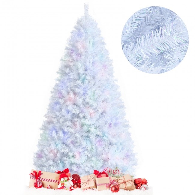 Artificial Christmas Tree With Iridescent Branch Tips And Metal Base