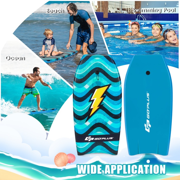 Lightweight Bodyboard With Wrist Leash For Kids And Adults