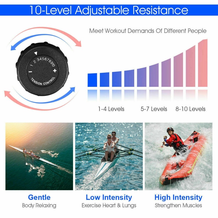 Foldable Magnetic Quiet Operated Fitness Rowing Machine With 10 Level Adjustable Resistance