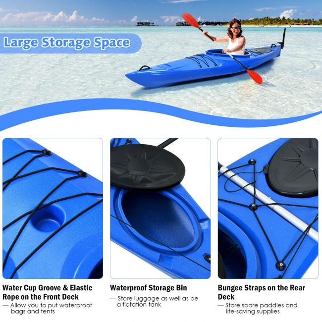 Single Sit-In Kayak Fishing Kayak Boat With Paddle And Detachable Rudder