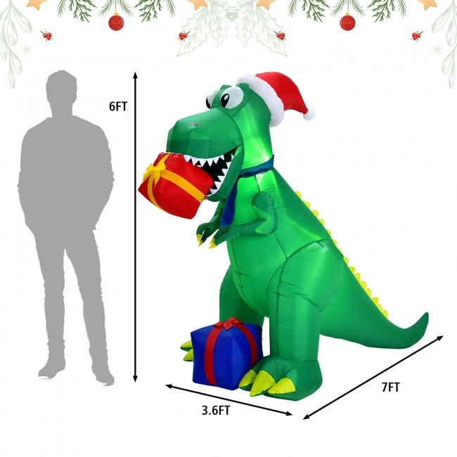 6 Feet Christmas Inflatable Dinosaur For Indoor And Outdoor