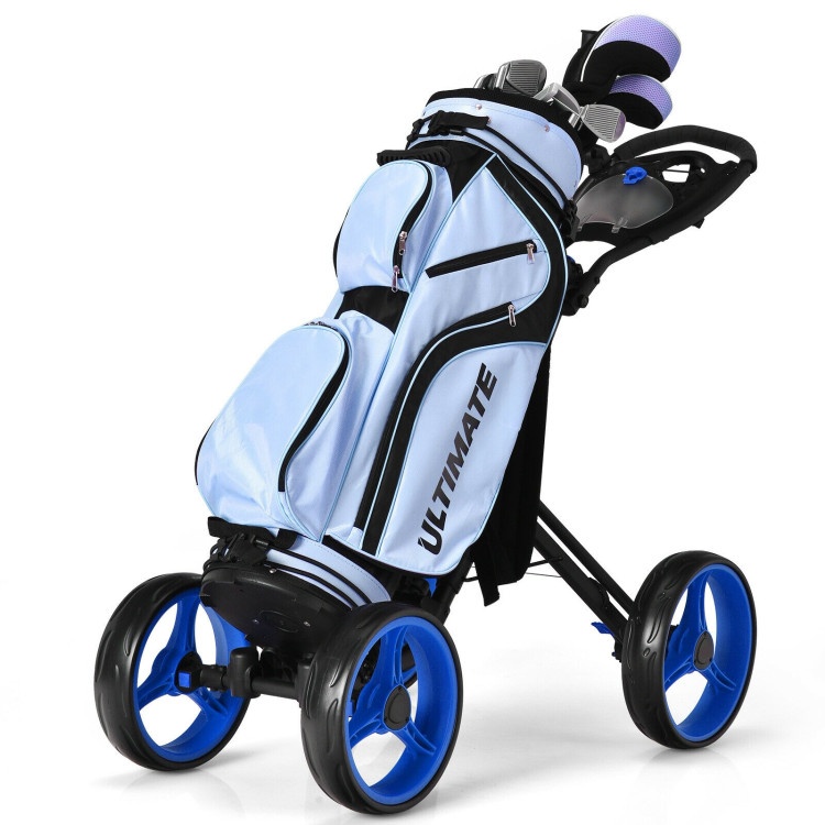 4 Wheel Golf Push Cart With Brake Scoreboard Adjustable Handle