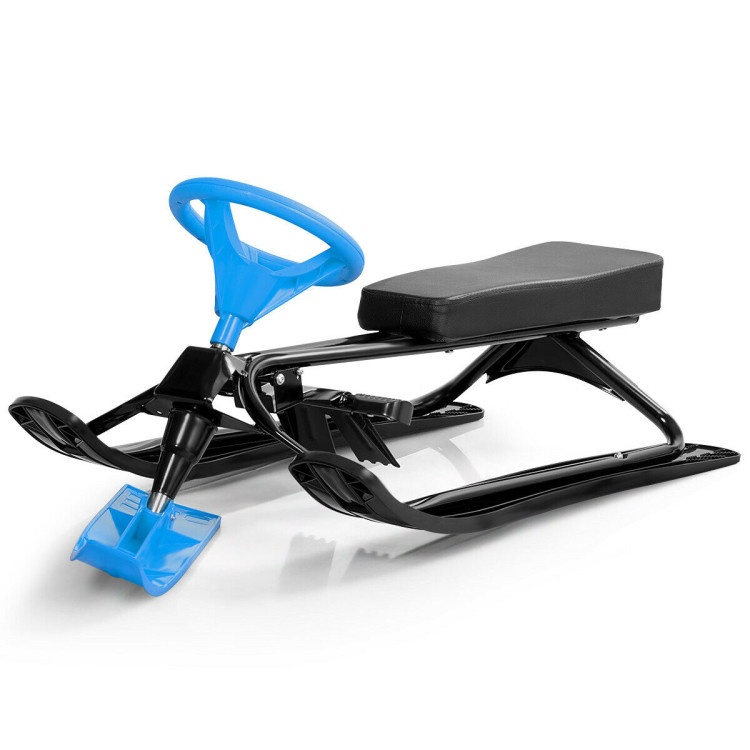 Kids Snow Sand Grass Sled With Steering Wheel And Brakes