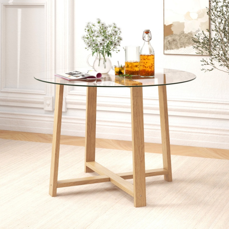 42 Inches Round Glass Dining Table