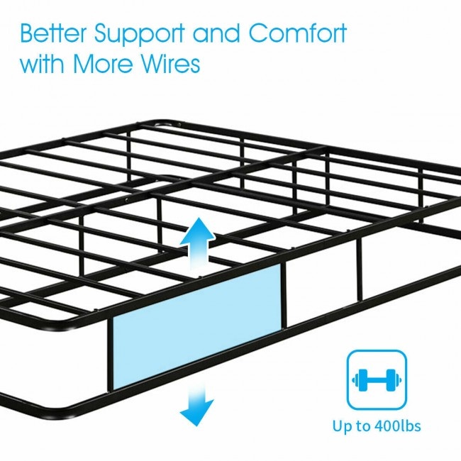 9 Inch Platform Low Profile Bed Frame Steel Slat Mattress Foundation