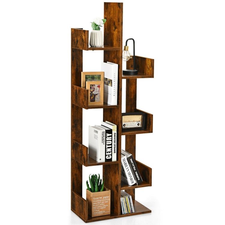 8 Shelf Wood Bookshelf With 8 Book Shelves For Home Office Decor