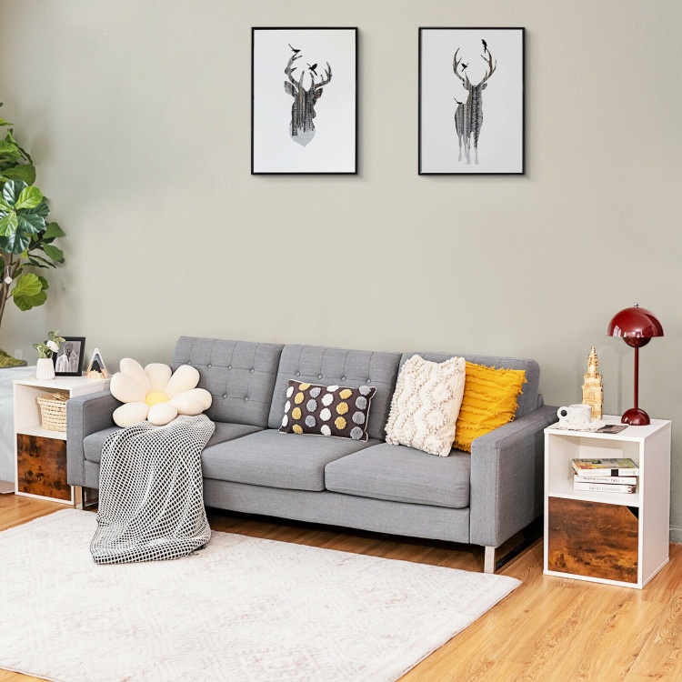 Set Of 2 Nightstands Side End Table For Living Room-White