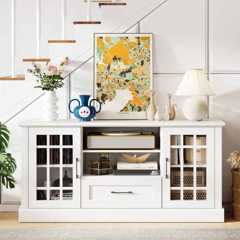 White TV Stand for TVs Up to 70 Inch