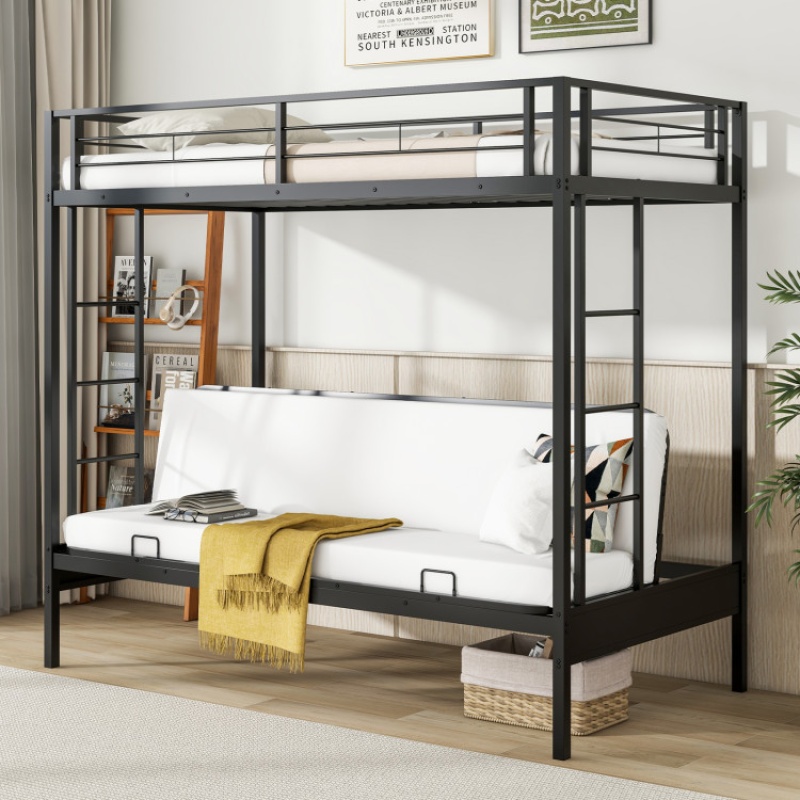 Twin Over Futon Bunk Bed With 2 Ladders