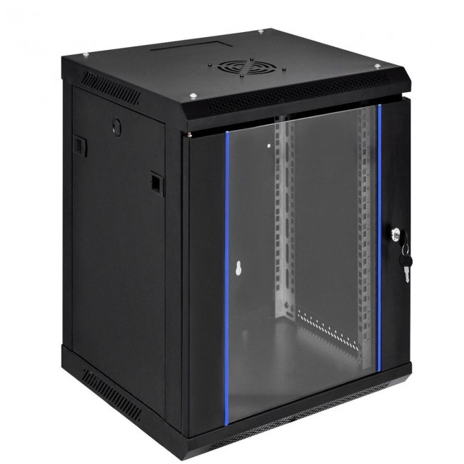 18U Wallmount Data Network Cabinet With Locking Glass Door