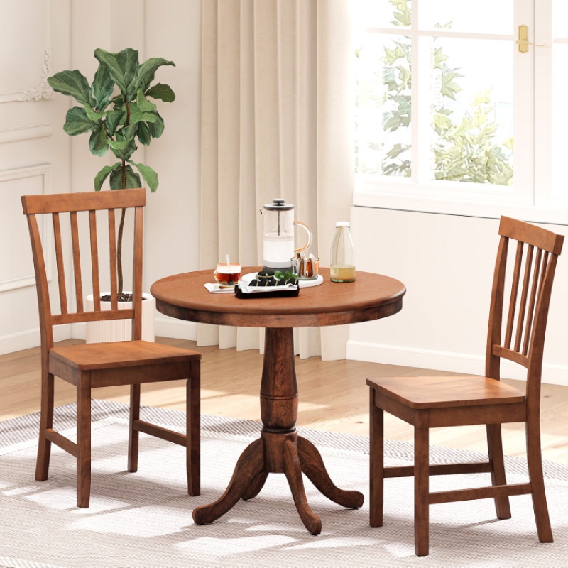 3 Pieces Wooden Dining Table And Chair Set For Cafe Kitchen Living Room