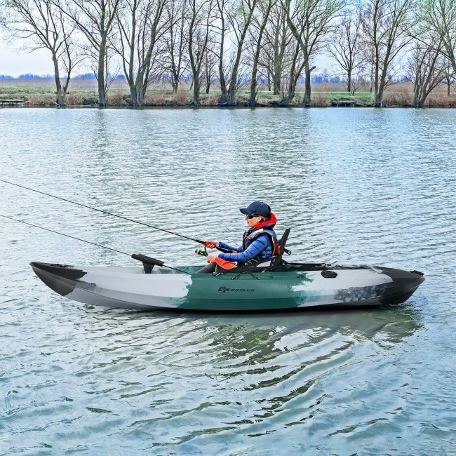 Sit-On-Top Fishing Kayak Boat With Fishing Rod Holders And Paddle