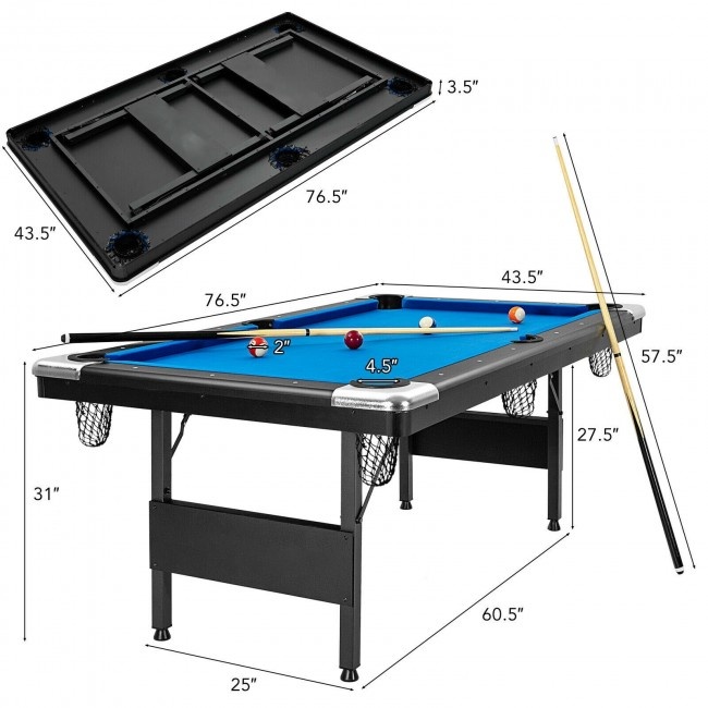 6 Feet Foldable Billiard Pool Table