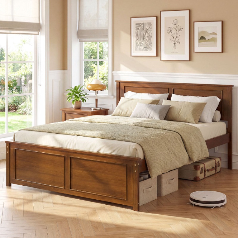 Full Size Wooden Bed Frame With Headboard