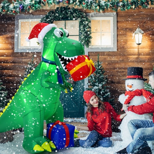 6 Feet Christmas Inflatable Dinosaur For Indoor And Outdoor