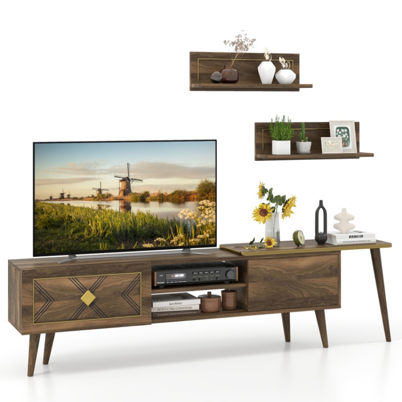 Mid-Century Modern TV Stand with Open Compartments