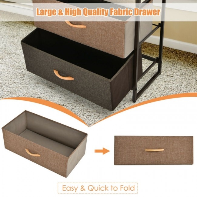 4Drawer Tower Steel Frame Wooden Top Dresser Storage With 3Tier Organizer