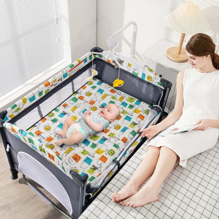 5-In-1 Foldable Baby Playpen With Music Box