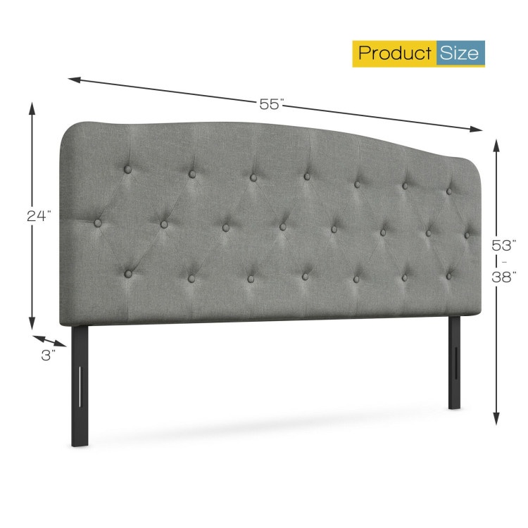 Full Size Faux Linen Upholstered Headboard With Adjustable Heights