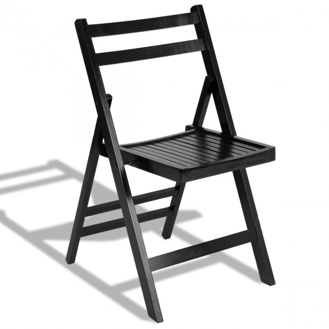 Set Of 4 Solid Wood Folding Chairs Color: Black