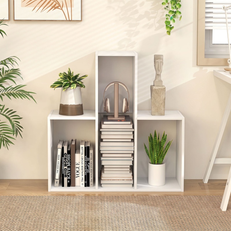 Convex Bookshelf With 3 Open Shelves & Anti-Toppling Device