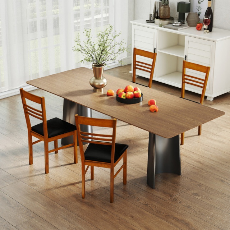 Wood Dining Chairs Set Of 4 With Rubber Wood Frame-Walnut