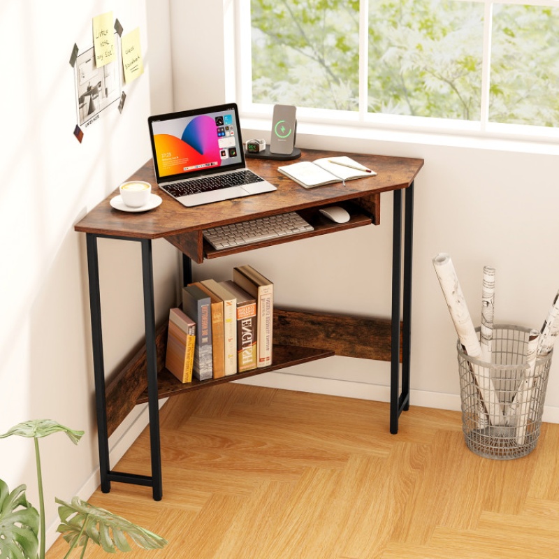 Triangle Corner Desk With Charging Station