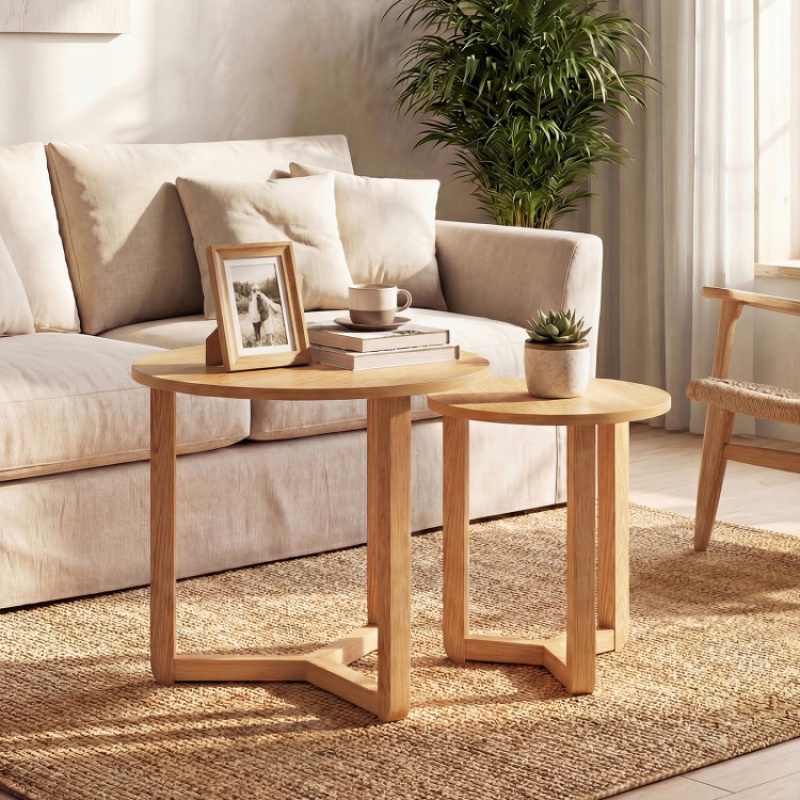 Round Nesting Coffee Table Set of 2