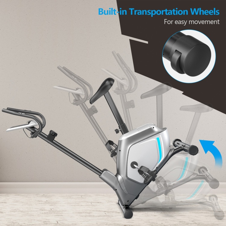 Magnetic Stationary Upright Exercise Bike With Lcd Monitor And Pulse Sensor