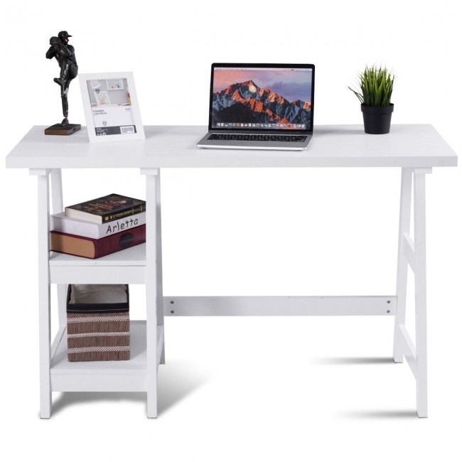 Modern Computer Desk With 2 Open Tiers Shelves