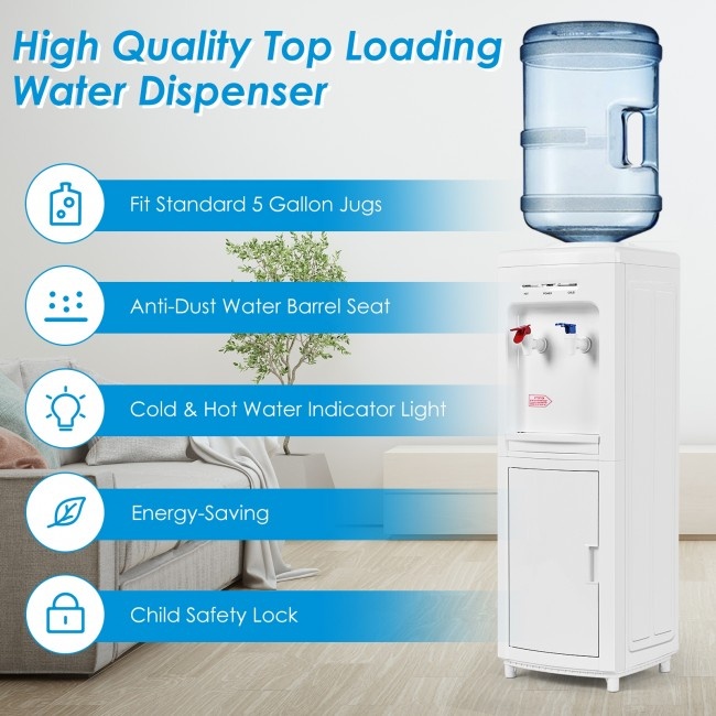 5 Gallons Hot And Cold Water Cooler Dispenser With Child Safety Lock