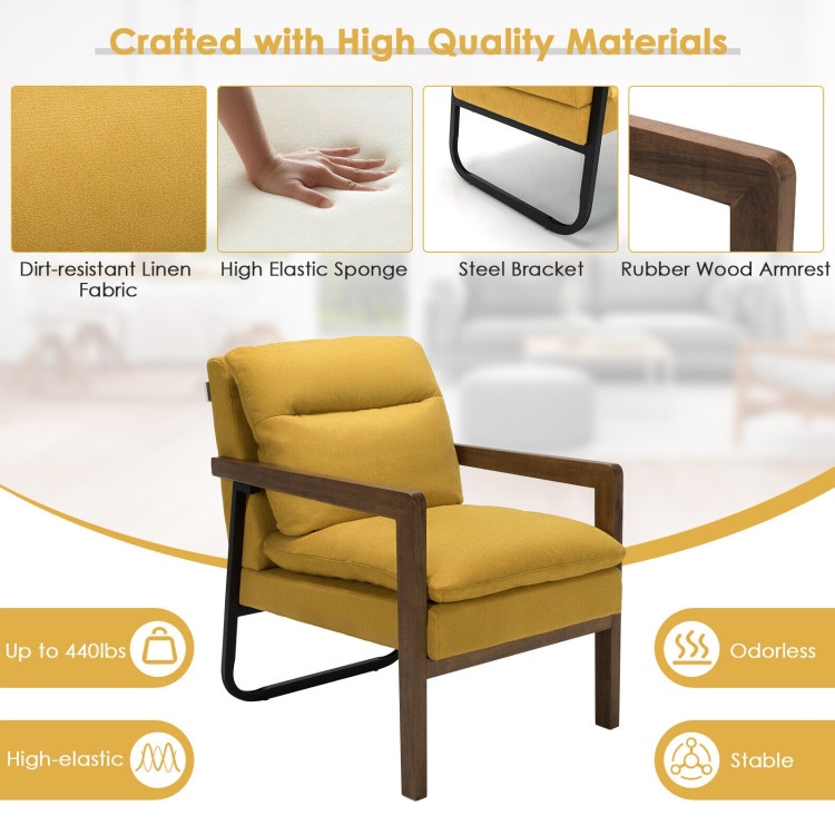 Single Sofa Chair With Extra-Thick Padded Backrest