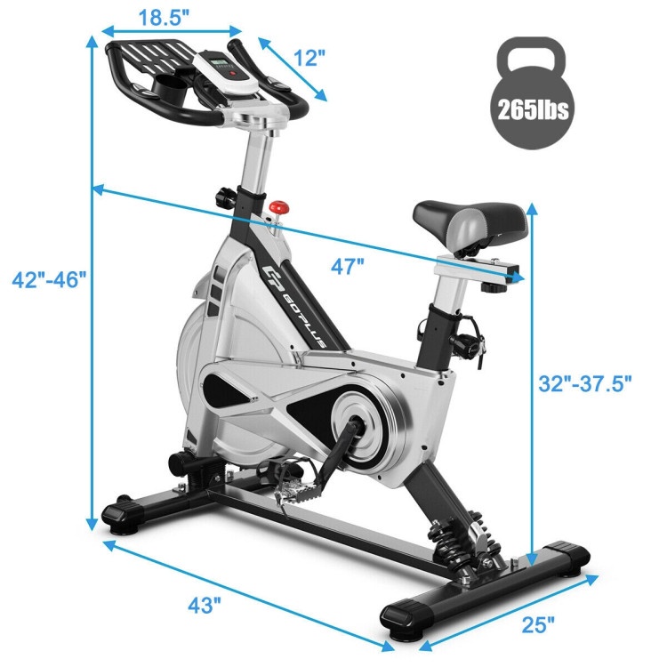Stationary Silent Belt Adjustable Exercise Bike With Phone Holder And Electronic Display